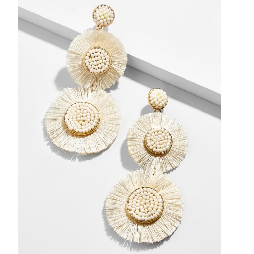 BaubleBar Mariette Fringe Earrings in Ivory